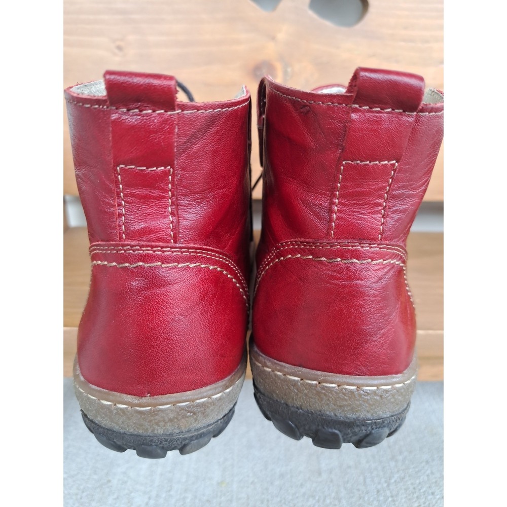 V-Italia Women's Red Water-Resistant Leather Lace-up Flat Ankle Boots 8.0 EU 39 - Picture 4 of 16